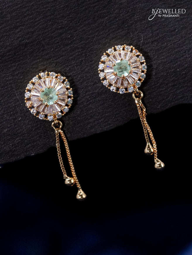 Zircon earring with mint green and cz stone in rose gold finish - {{ collection.title }} by Prashanti Sarees