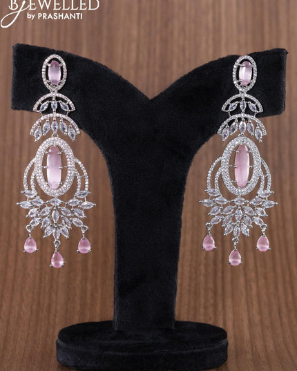 Zircon earrings with baby pink and cz stones - {{ collection.title }} by Prashanti Sarees