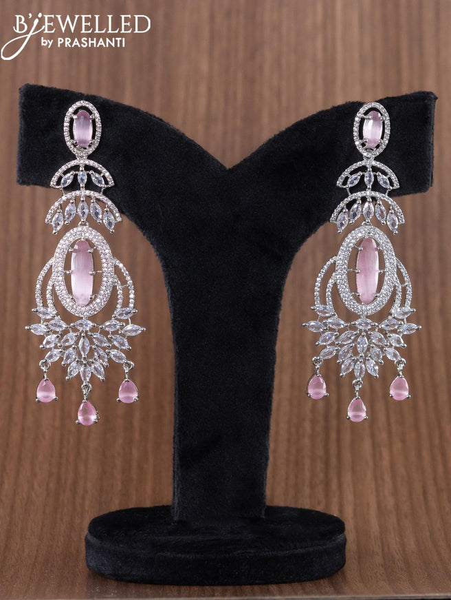 Zircon earrings with baby pink and cz stones - {{ collection.title }} by Prashanti Sarees