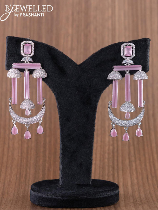 Zircon earrings with baby pink and cz stones - {{ collection.title }} by Prashanti Sarees