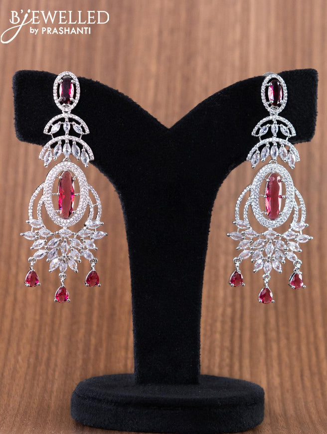 Zircon earrings with ruby and cz stones - {{ collection.title }} by Prashanti Sarees