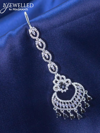 Zircon maang tikka with black and cz stone